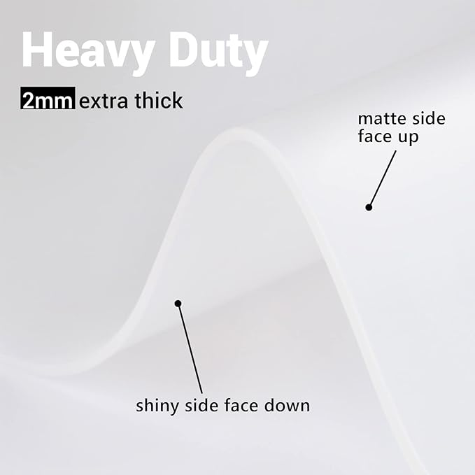 Ewen 35.6x23.5in 2mm Silicone Mats for Kitchen Counter, Thick Heat Resistant Silicone Mat, Extra Large Non-Stick Pastry Mat Glass Top Stove Cover Countertop Protector for Baking Coffee Bar Translucent