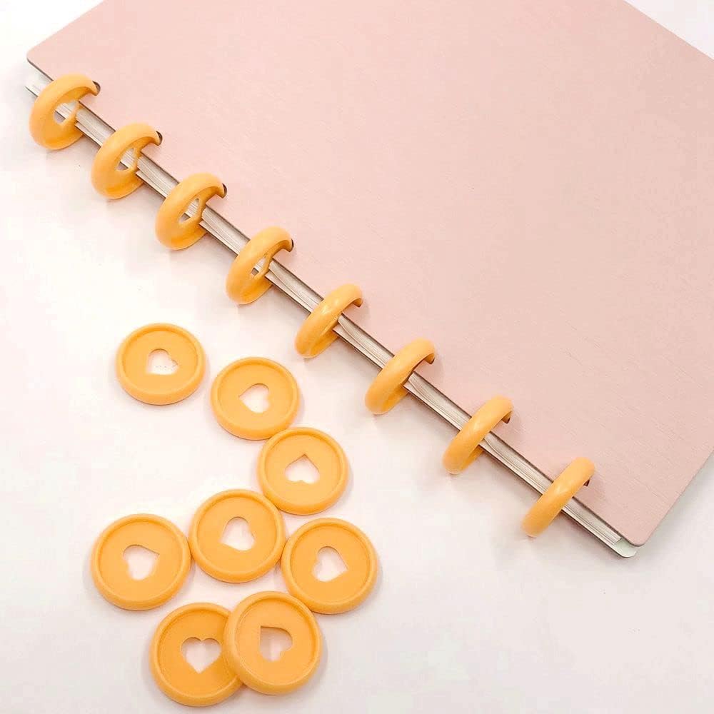 100pcs Planner Expander Discs 0.94Inch Book Binding Disc For Discbound Notebook Accessories Heart Binder Rings(Orange,0.94inch/24 mm)