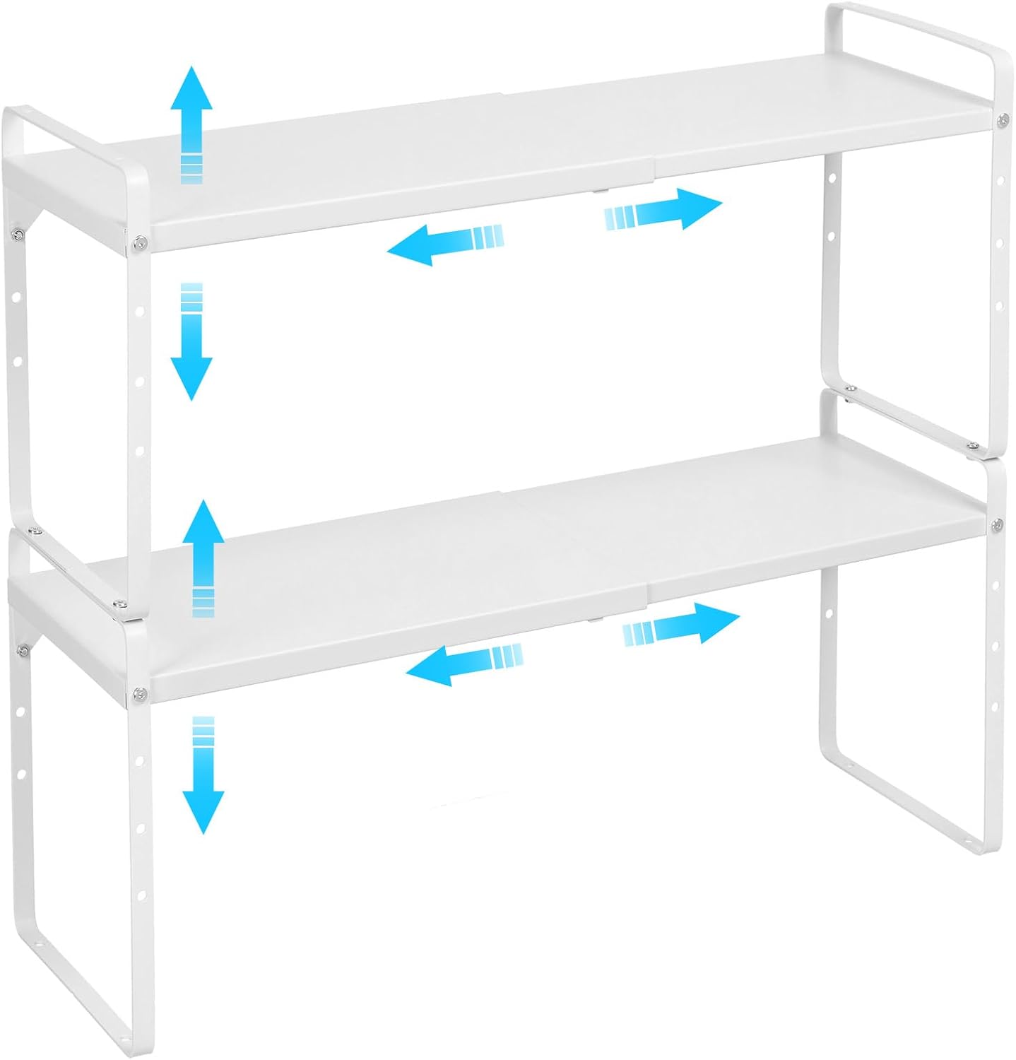 Set of 2 Expandable Cabinet Shelf Organizer, Stackable Kitchen Countertop Shelves Spice Racks, Small Storage Shelf For Cupboard Counter Tabletop, 30 LBS Heavy Duty, Adjustable, 11.8" to 17.7" Long