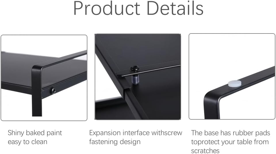 Expandable Cabinet Shelf Organizer Riser for Kitchen Pantry Cupboard Under Sink Countertop (black, 8.2’’D * 12.2-21.6’’W * 10.4’’H)