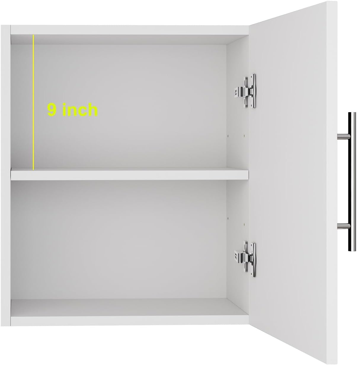 Small Wall Cabinet, 18" W x 12" D x 20" H Wooden Wall Mounted Storage Cabinet, 1 Door Cabinet with Soft Close and Metal Handle and Adjustable Shelf, for Kitchen, Garage, Laundry, Bathroom, White