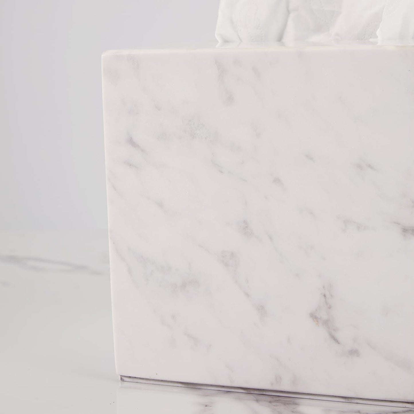 Luxury White Marble Bathroom Essentials Set - Elegant Spa Collection with Timeless Design, High-End Bath Accessories, Premium Stone Craftsmanship for Modern & Classic Decor (Tissue Box)
