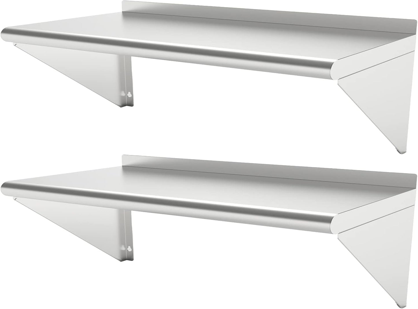 12''x48'' - 2packs Wall Mounted Stainless Steel Shelf NSF Commercial Metal Wall Mount Floating Shelving for Kitchen, Restaurant, Food Truck,Garage,Washrooms,Home&Hotel