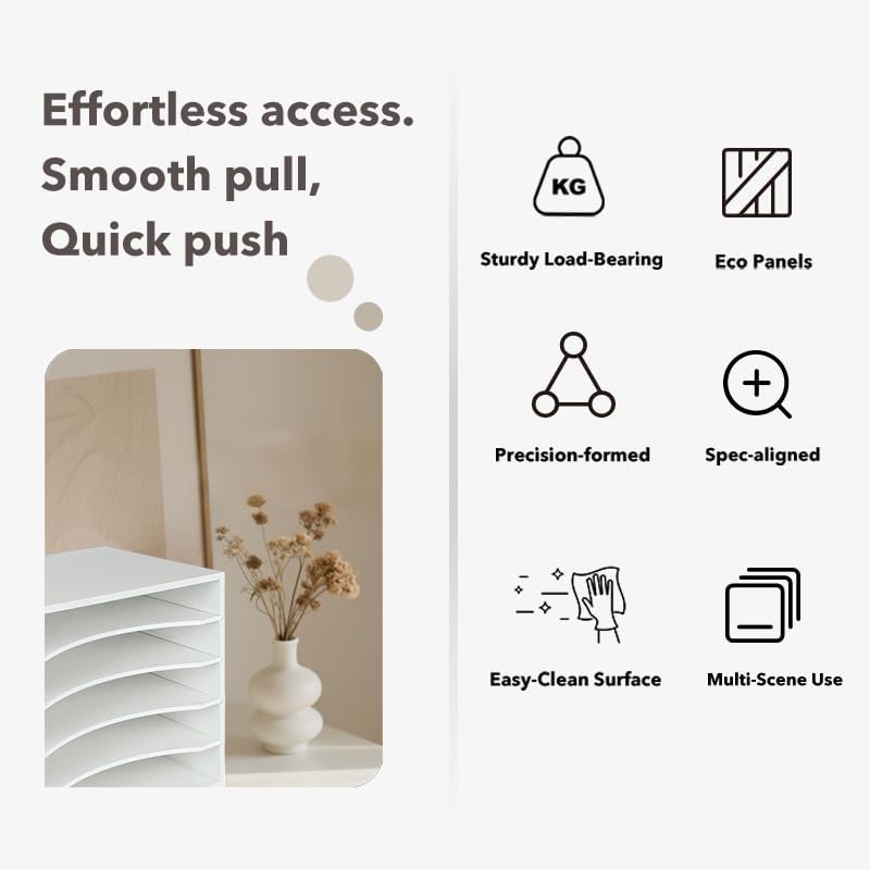 EMERIT Paper Organzier Wood Desktop Organizer Storage Letter Tray File Sorter with Adjustable Shelves for Home Office