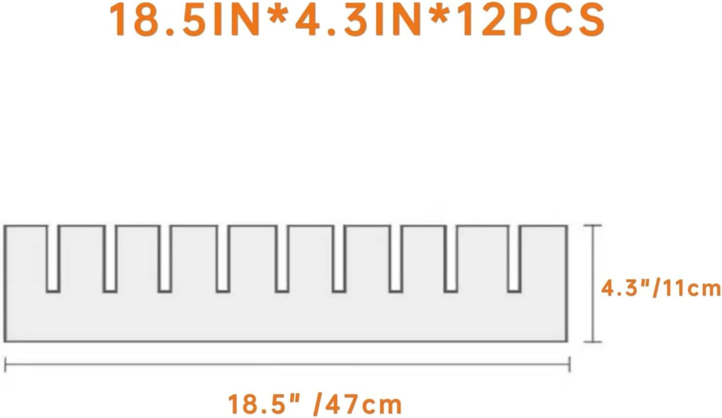 12Pcs Drawer Dividers,18.5"x4.3", Thick, DIY Drawer Separators, Large Adjustable Dresser Drawer Organizer for Clothes, Bedroom, Bathroom, Kitchen Cutlery, Desk, Office Storage