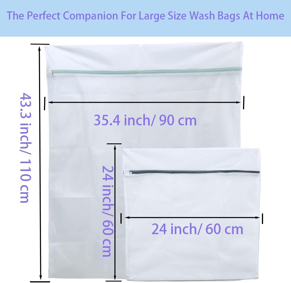 1 Pack 43 x 35 inch and 3 Pack 24 x 24 inch Oversize Laundry Bags Mesh Wash Bags, Large Delicates Bag for Washing Machine, Jumbo Laundry Sack for Washing Big Clothes, Bed Sheet, Bedc