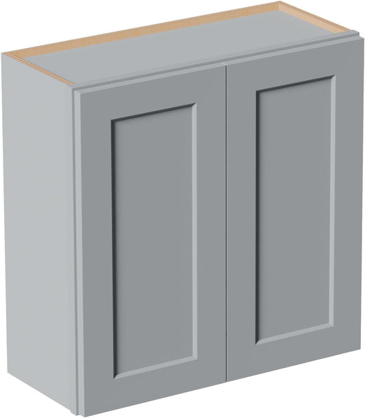 30 Inch Laundry Room Cabinets Wall Mounted, Solid Wood Over The Toilet Storage Cabinet, Bathroom Organizer Cabinets with 2 Door & Shelves, Easy to Assemble for Kitchen, Garage - Dark Gray