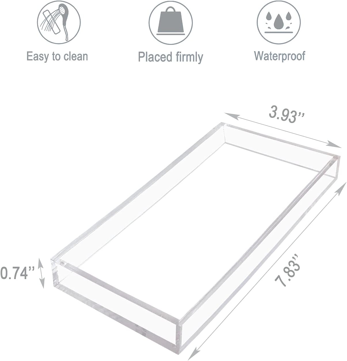 Bigfety Acrylic Vanity Tray for Organizing, Clear Bathroom Trays for Counter, Desk, Dresser
