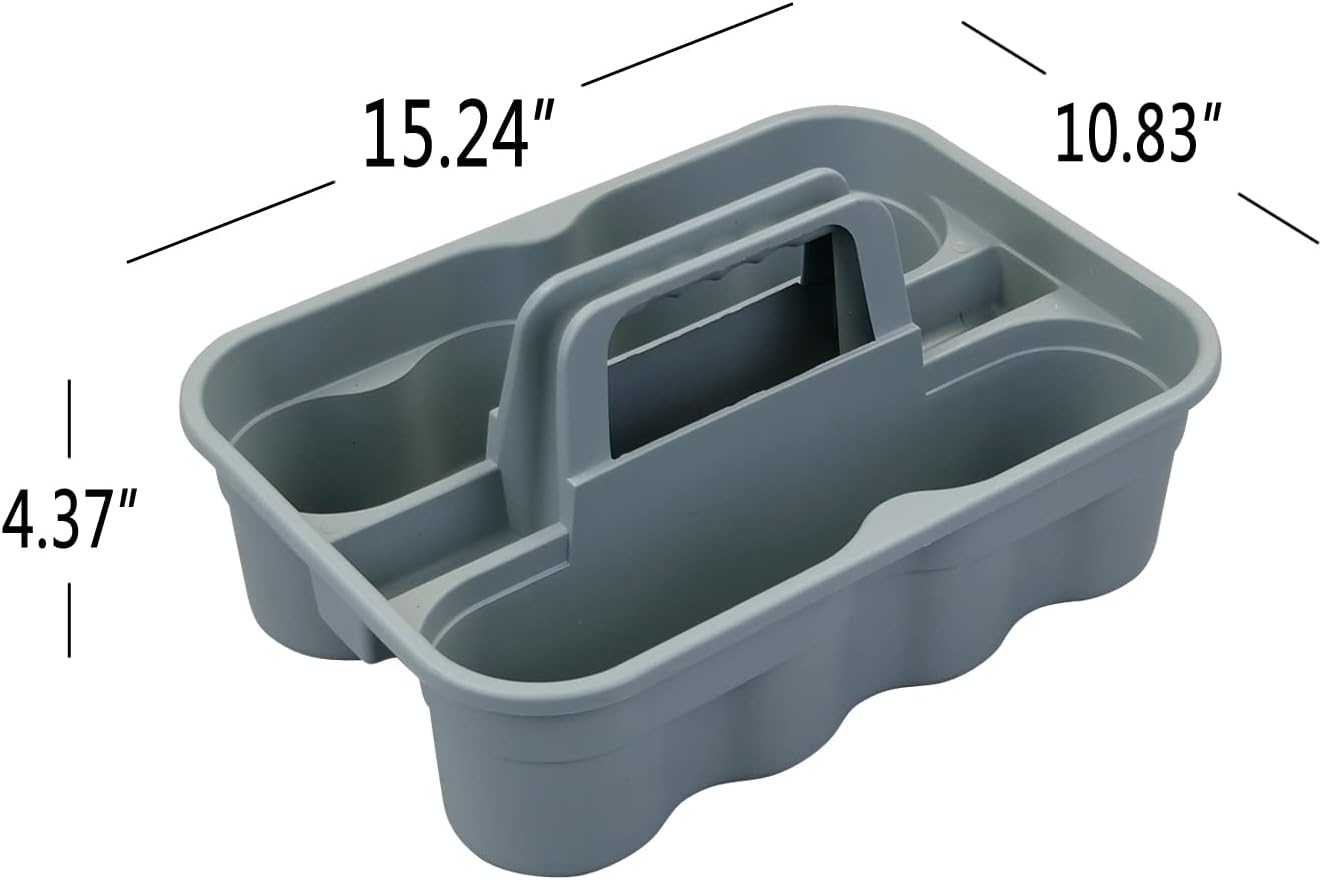 Teyyvn 4 Pack Carry Caddy, Plastic Cleaning Caddy with Handle, Gray