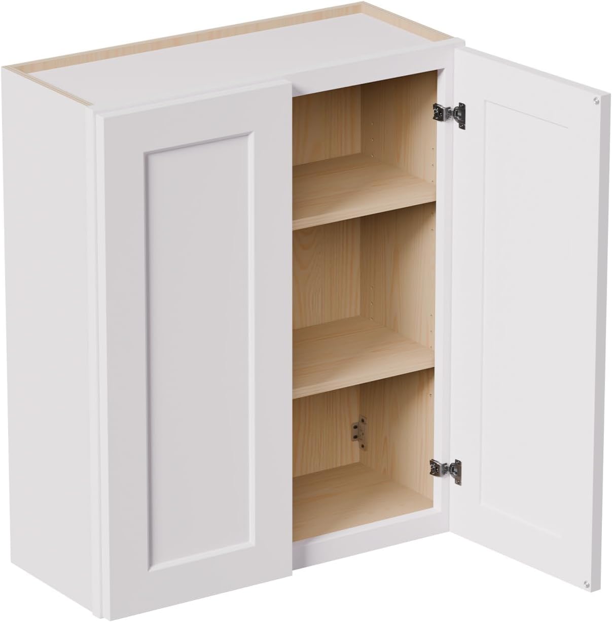 30 Inch Laundry Room Cabinets Wall Mounted, Solid Wood Over The Toilet Storage Cabinet, Bathroom Organizer Cabinets with 2 Shaker Door & Shelves, Easy to Assemble for Kitchen, Garage - White