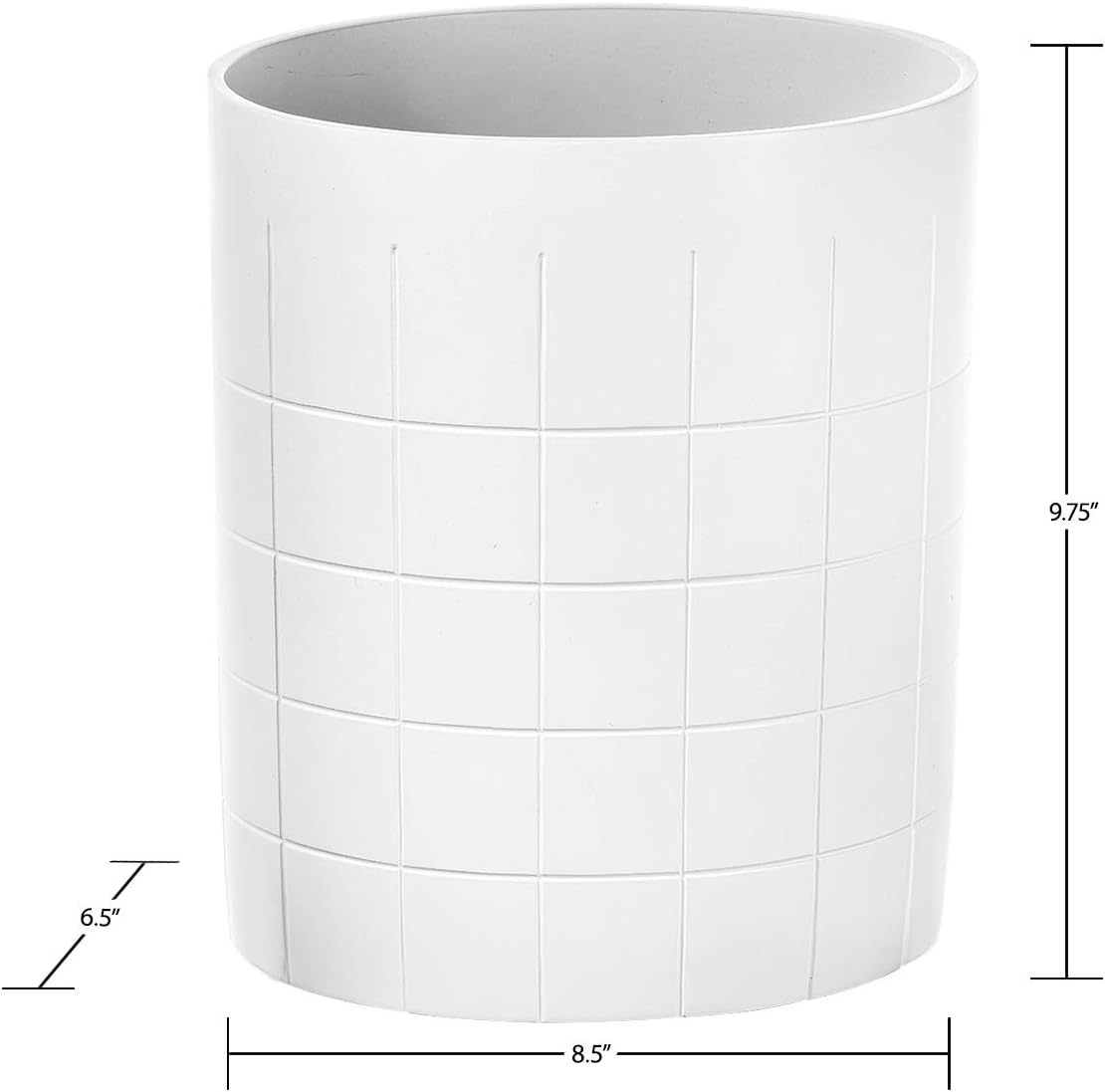 Creative Scents Polar White Bathroom Accessories Set with Trash Can - 6 Piece Bathroom Set Features: Waste Basket, Tissue Cover, Soap Dispenser, Toothbrush Holder, Tumbler and Soap Dish