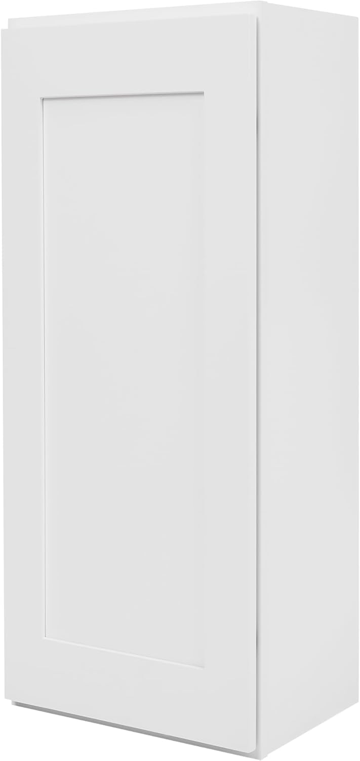 White Shaker Wall Cabinet - Ready to Assemble, Perfect for Kitchen, Laundry, and Bathroom Storage - 12" W x 36" H x 12" D