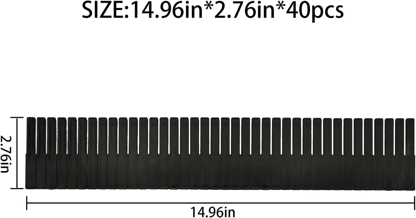40Pcs Drawer Dividers, 14.96" x 2.76", Thin, DIY Plastic Drawer Separators, Large Adjustable Dresser Drawer Organizer for Clothes, Bedroom, Bathroom, Kitchen Cutlery, Desk, Office Storage