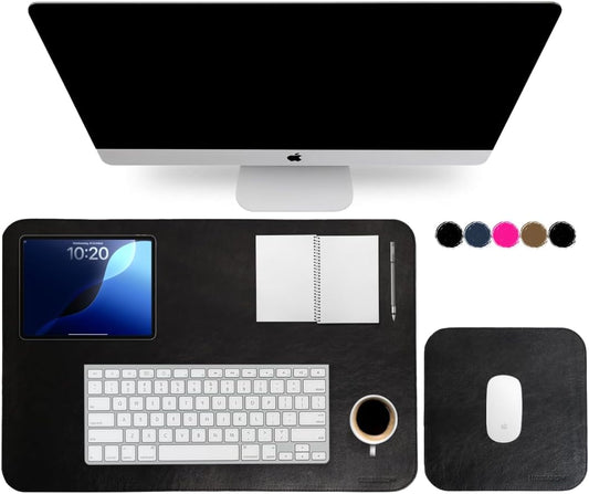 Luxbrand Genuine Leather Desk Mat Set – Handmade in Italy Large Desk Pad & Mouse Pad, Real Leather Desk Blotter for Office & Home, Elegant Gift Idea