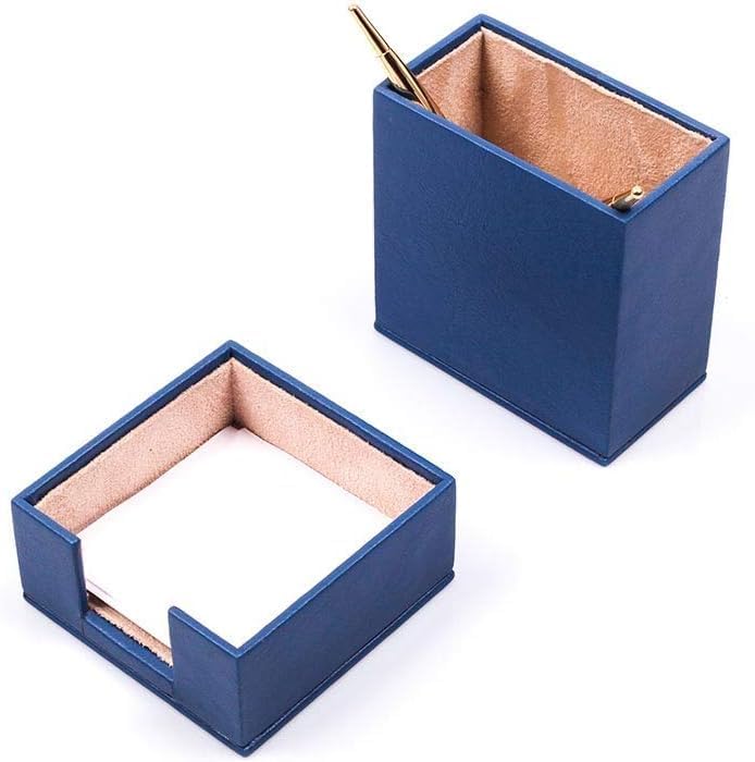MOOGCO Bonded Set Luxury Leather Desk Pad & Desk Organization Essentials Desk Organizer Leather Desk Organizer (Blue)