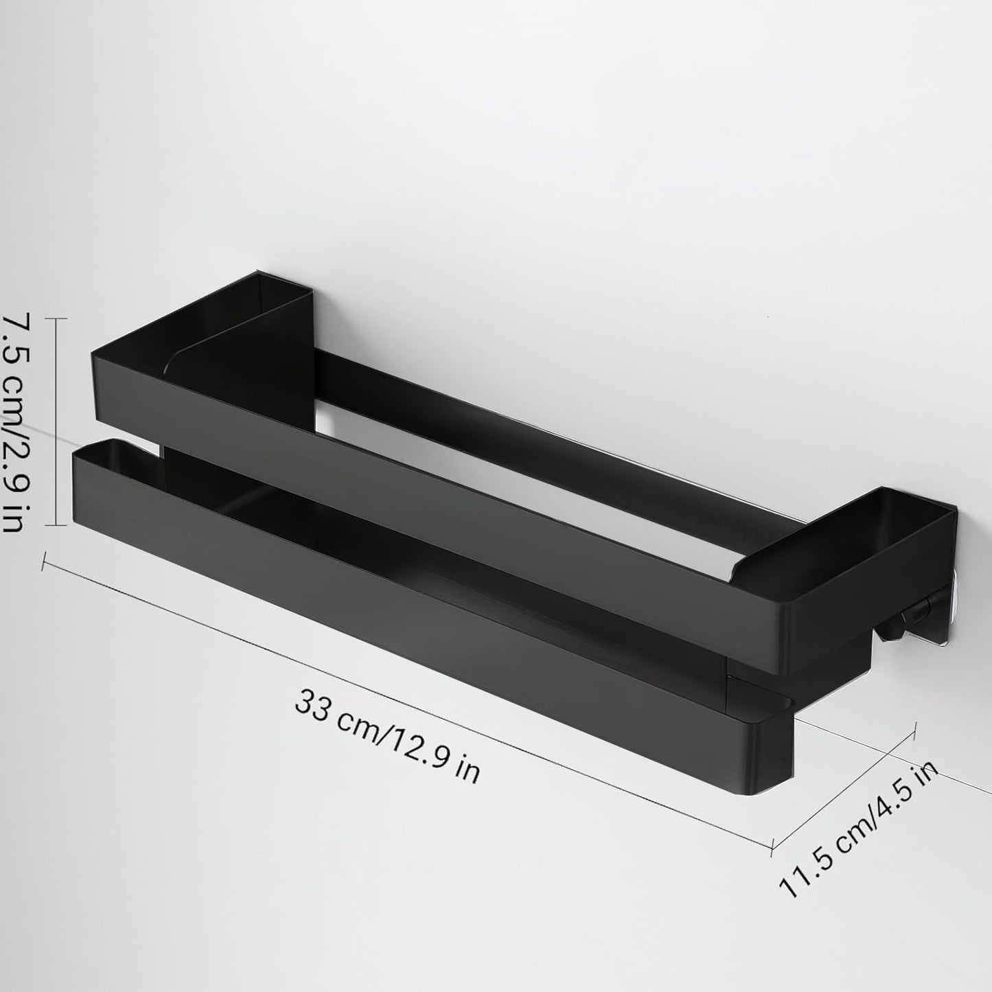 No Drilling Shower Caddy Rustproof Bathroom Organizers and Storage Large丨Wall-Mounted Shelves丨Stainless Steel Shower Rack for Bathroom Decor & Storage - Black