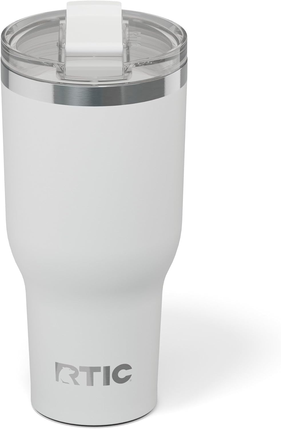 RTIC 40oz Essential Tumbler with Lid, Ceramic Lined, Insulated, Stainless Steel, Metal, Double Wall Vacuum-Insulation, Travel Cup for Iced Coffee, Tea, Hot and Cold Drink, White