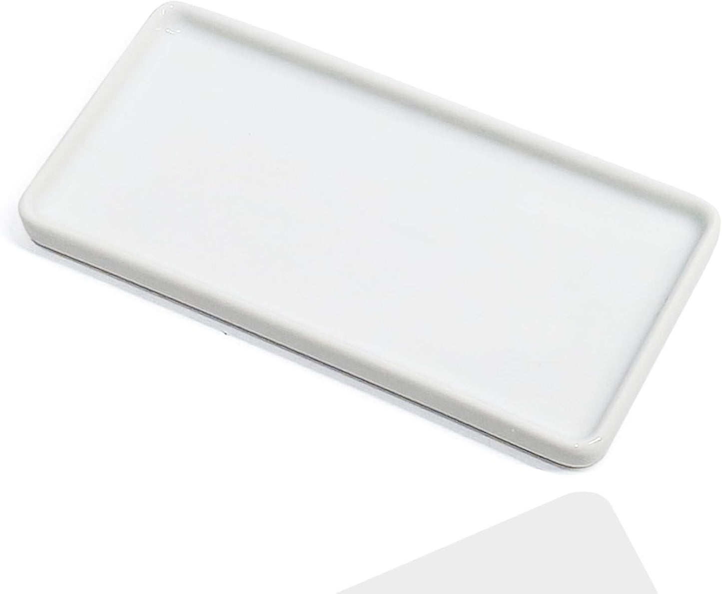 6.4" Porcelain Small Bathroom Tray, Ceramic Countertop and Vanity Tray for Cosmetics, Perfume, Jewelry, Candle - Kitchen Soap Tray for Kitchen Counter (White)