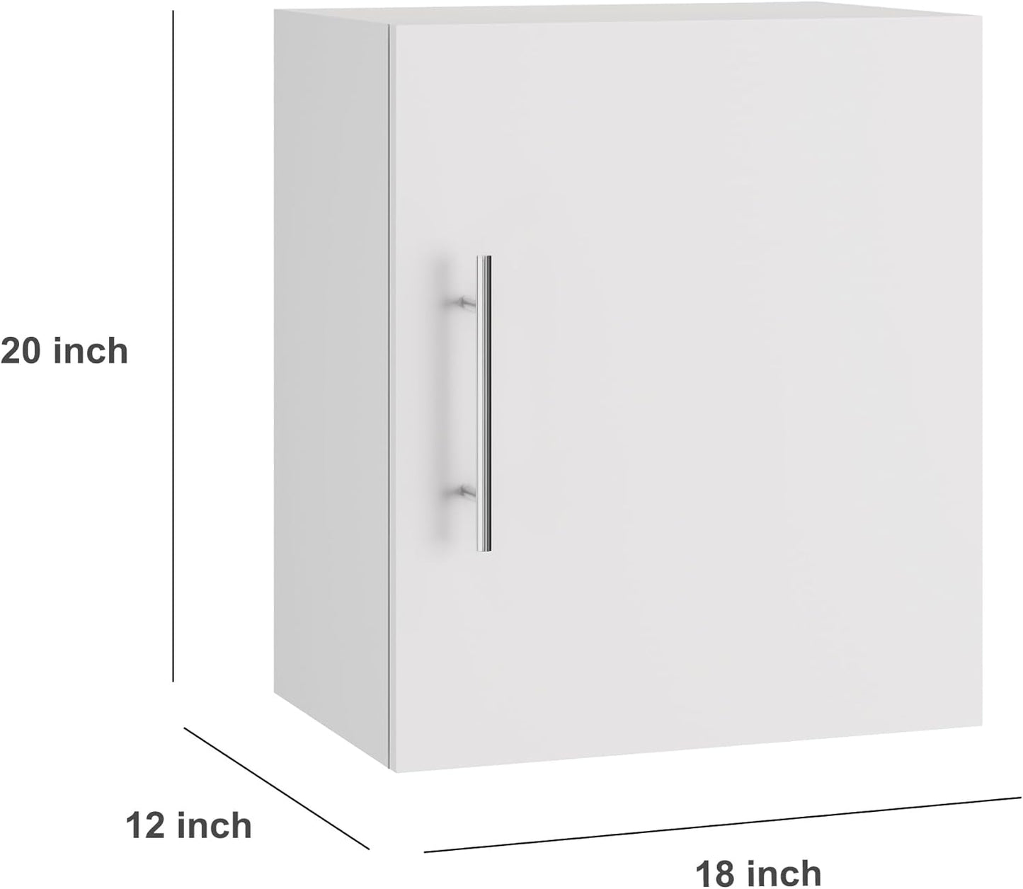 Small Wall Cabinet, 18" W x 12" D x 20" H Wooden Wall Mounted Storage Cabinet, 1 Door Cabinet with Soft Close and Metal Handle and Adjustable Shelf, for Kitchen, Garage, Laundry, Bathroom, White