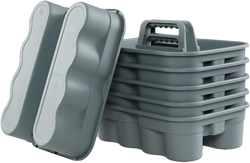 Drephia 6 Pack Cleaning Caddy, Plastic Carry Caddy with Handle for Dorm, Bathroom, Garden, Kitchen, Cleaning Supplies,Take-Out Drink