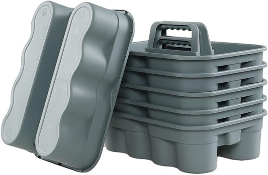 Drephia 6 Pack Cleaning Caddy, Plastic Carry Caddy with Handle for Dorm, Bathroom, Garden, Kitchen, Cleaning Supplies,Take-Out Drink