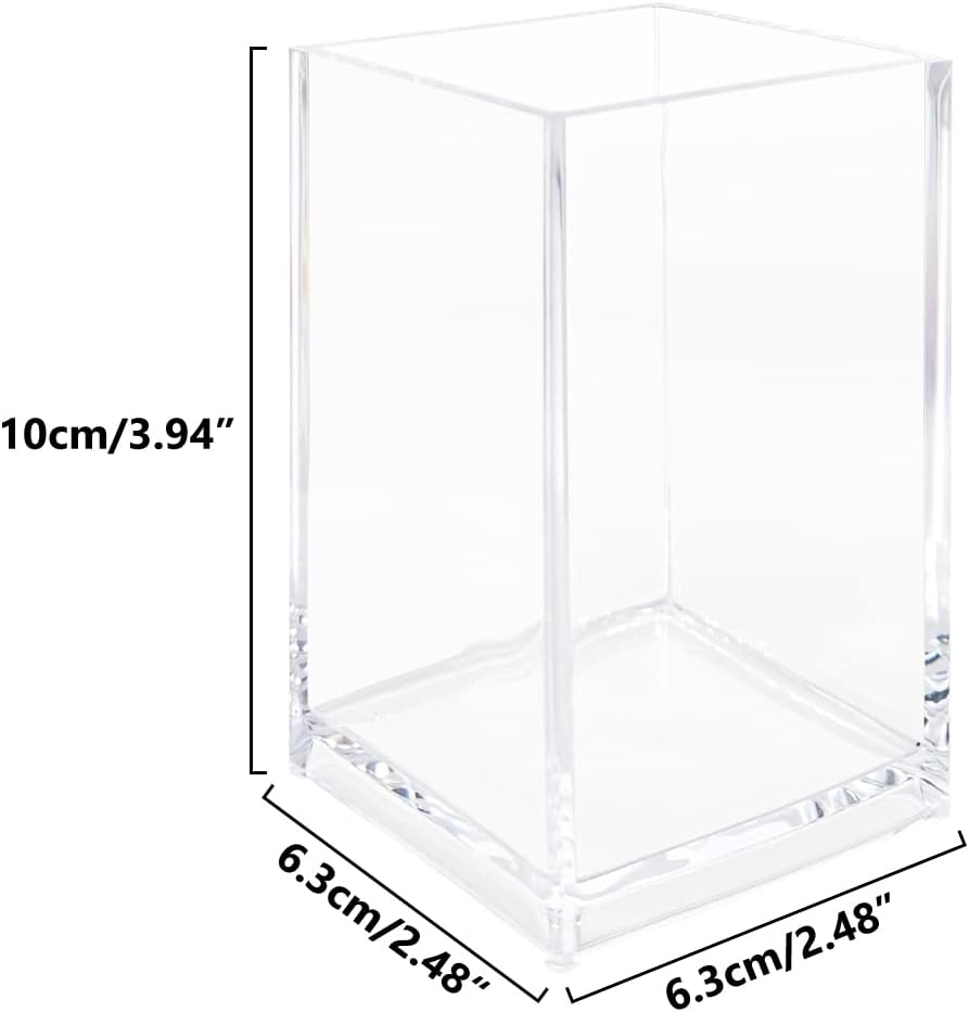 3 Pack Clear Acrylic Cosmetic Pencil Pen Holder Cup, Clear Makeup Brush Holder, Desk Acrylic Brushes Storage