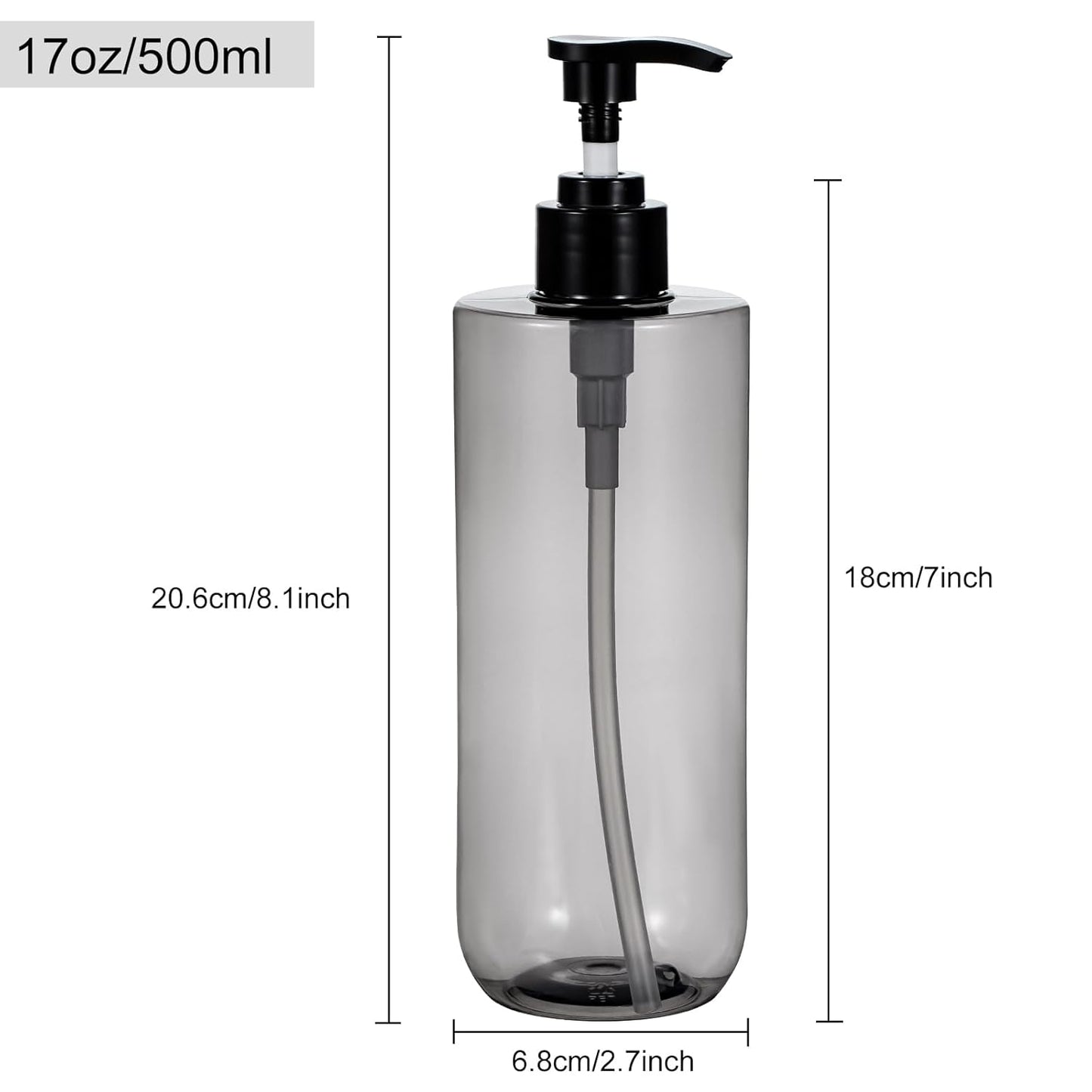 Yebeauty Soap Dispenser, 2 Pack 17oz/500ml Refillable Pump Bottle Dispenser Plastic Empty Shampoo and Conditioner Bottles Clear Black Lotion Container with Travel Lock for Bathroom Decor Upgrade