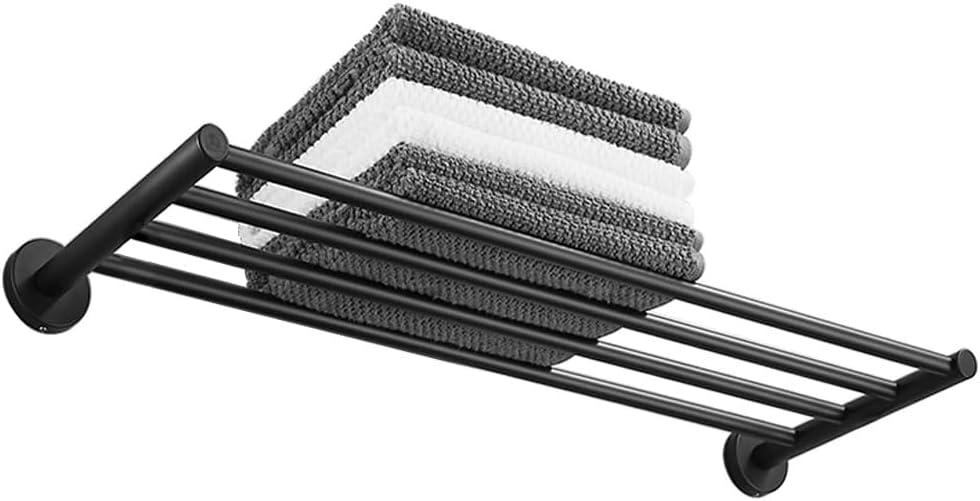 30 Inch Bathroom Towel Rack, Hotel Style Towel Racks for Bathroom Wall Mounted, Modern Towel Bar Rack, 2-Tier Towel Shelves, Black
