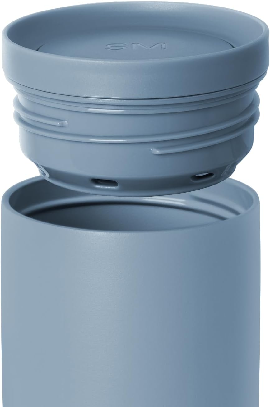 Simple Modern Travel Coffee Mug Tumbler with 360° Lid | Ceramic-Lined Insulated Stainless Steel Cold Brew Iced Coffee Cup | Gifts for Women Men Her Him | Voyager Signature | 16oz | Blue Dune