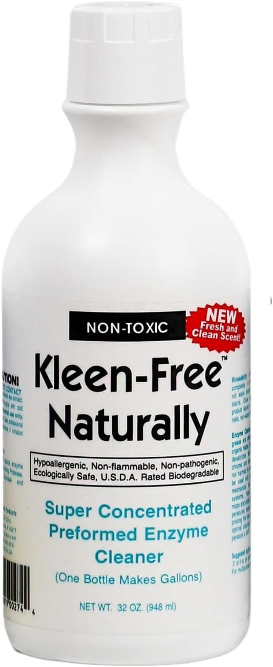 Naturally Preformed Enzyme Cleaner, Enzyme Solution, Multi-Purpose Cleaner, Laundry Additive and More - Concentrate - Fresh and Clean Scent - 32oz