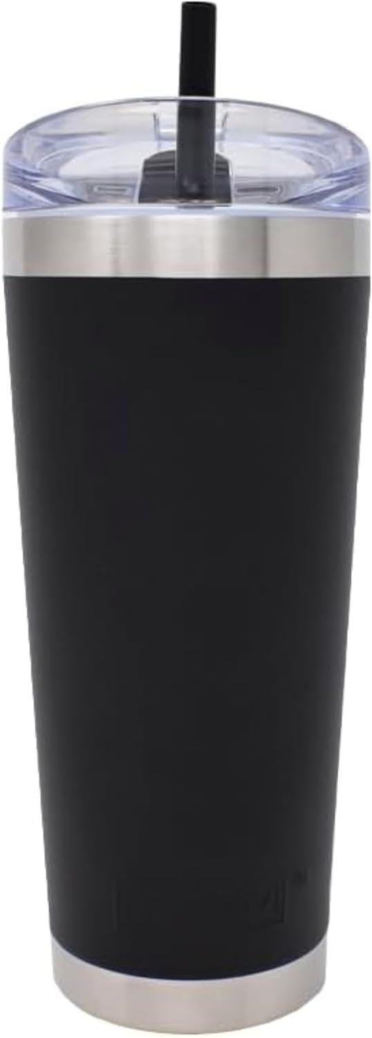 Classic Premium Stainless Steel Tumbler with 12-Hour Temperature Control, Tritan Lid, and BPA-Free Construction | Black Powder Coated, 26 oz