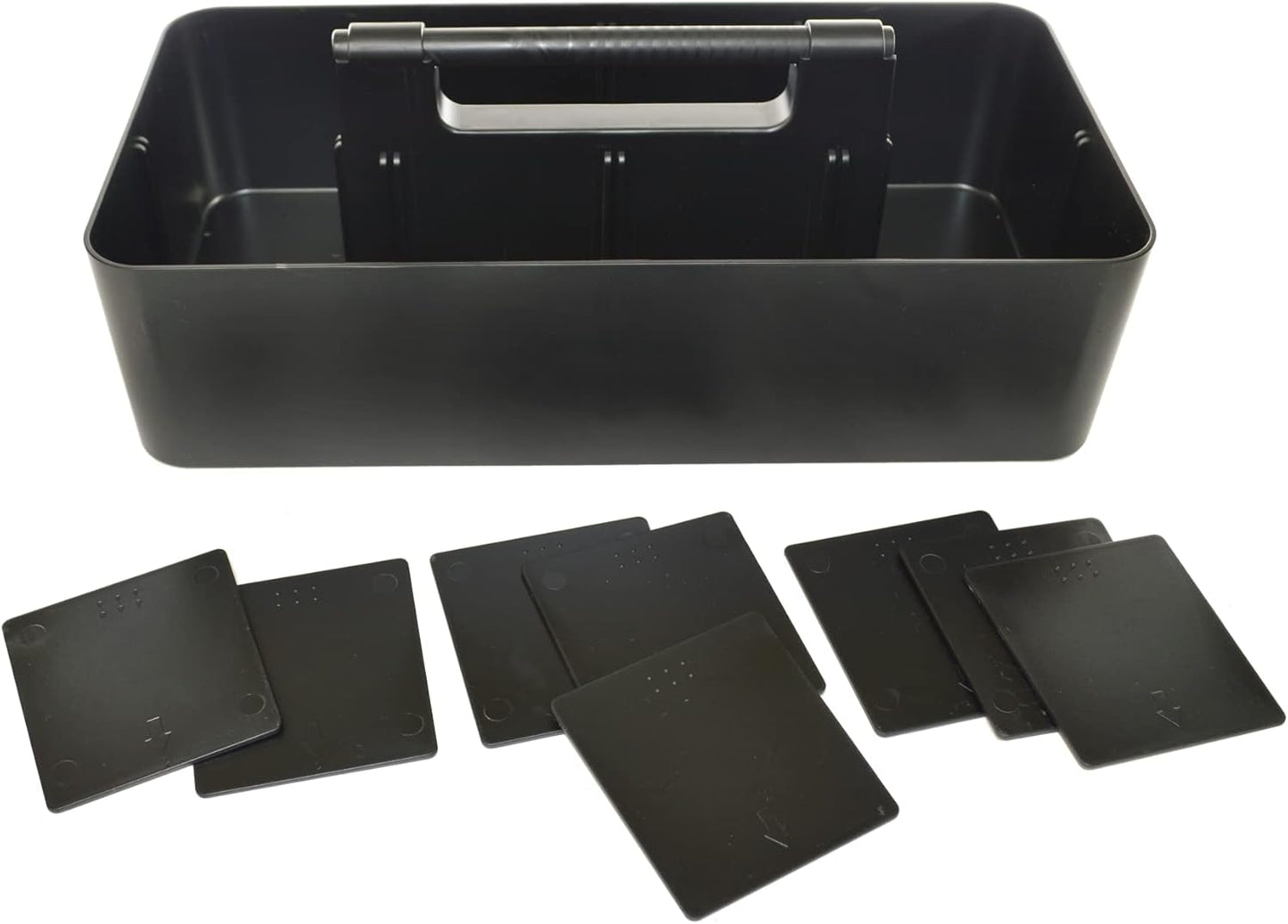 New Plastic Portable Makeup Organizer Caddy Tote Divided Basket Bin with Handle, for Bathroom Storage - Holds Blush Makeup Brushes, Eyeshadow Palette, Lipstick - Extra Large Made In USA (Black)