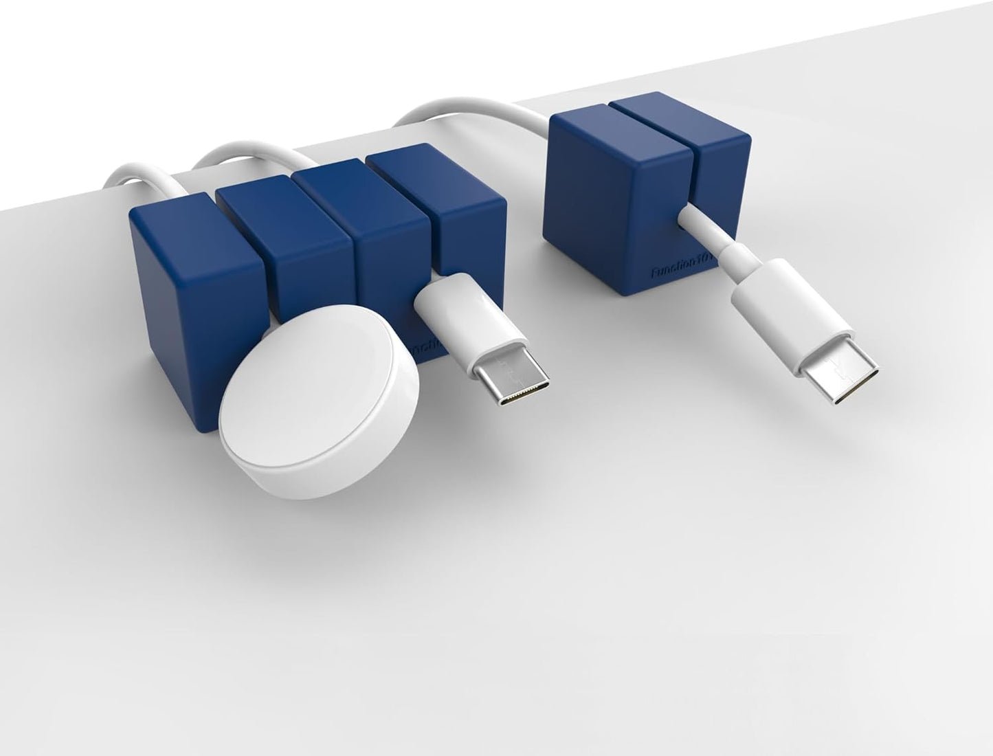 Function101 Weighted Magnetic Cable Blocks – Non-Adhesive Anchors for Cable Organization – Weighted Cord Holders & Accessory Organizer – Durable Magnetic Accessories for Office Use (Blue, Pack of 3)