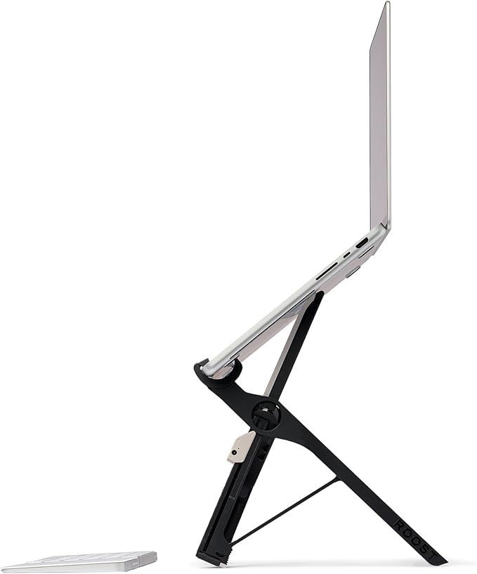 Roost V3 Plus - Ultra Portable and Adjustable Laptop Stand - Quick-Release Height Adjustment, 5 to 14 inch Screen Lift, Patented Rigid Folding Structure and Self-Adjustings Laptop Grips | Onyx Color