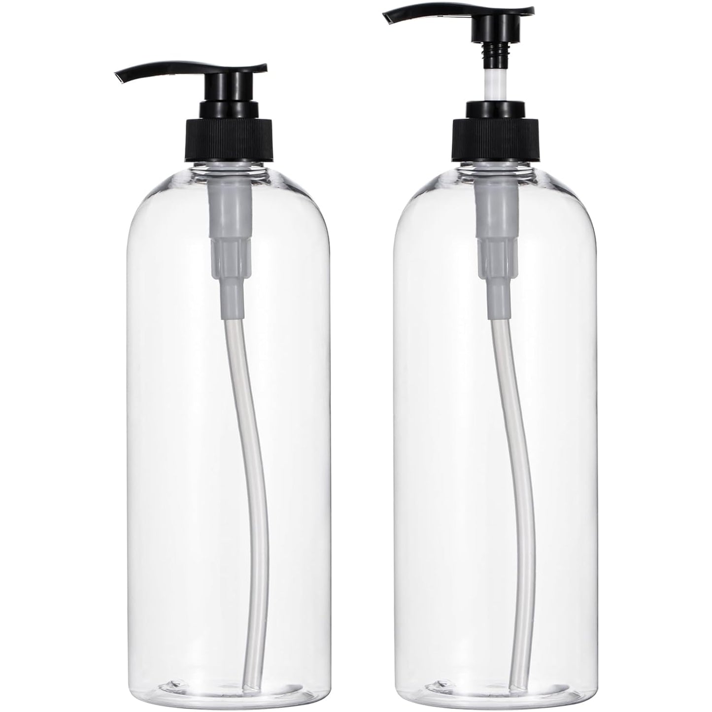 Yebeauty Pump Bottle Dispenser, 33.8oz 1000ml Empty Plastic Shampoo and Conditioner Dispenser, Refillable Shower Soap Dispenser Pump Bottle Containers for Bathroom Kitchen, 2 Pack Clear