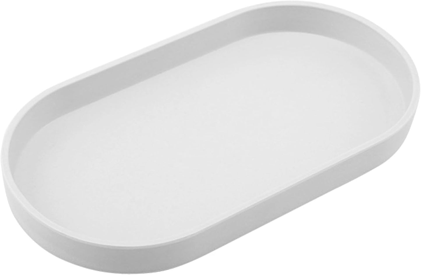 White Small Tray (10 inch), Oval Tray for Bathtub Bathroom Vanity Items, Countertop Organizer, Coffee Accessory, Soap, Perfume.