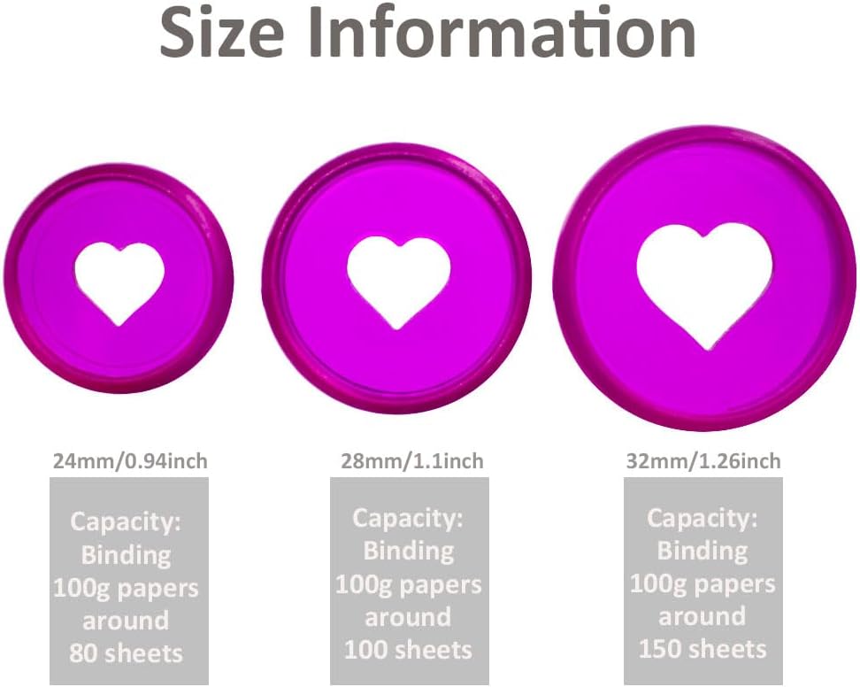 100pcs Planner Expander Discs 1.26Inch Book Binding Disc For Discbound Notebook Accessories Heart Binder Rings(Transparent Purple,1.26 inch/32 mm)
