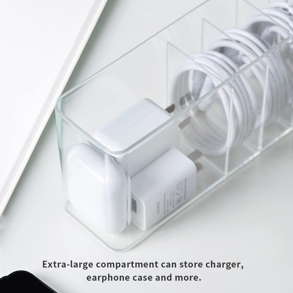Charger Cable Cord Storage Organizer Box - 3 Pack With Lid - Easy Storage Without Cable Ties