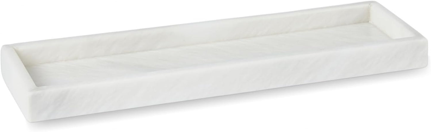 Bey-Berk Marble Bathroom Tray 14.25" x 3.75" x 4" (LxWxH) Polished Marble Tray for Bath, Kitchen and Bedroom, Stone Vanity Tray for Organization and Display, Handcrafted - White