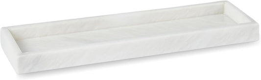 Bey-Berk Marble Bathroom Tray 14.25" x 3.75" x 4" (LxWxH) Polished Marble Tray for Bath, Kitchen and Bedroom, Stone Vanity Tray for Organization and Display, Handcrafted - White