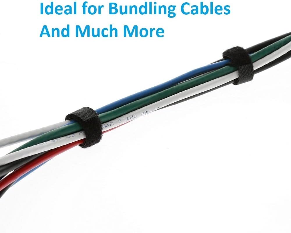 12 Inch (100-pack) Hook and Loop Self Gripping Fastening Cable Ties 1/2" Width - Multipurpose Microfiber Cloth Cable Organizer Self Adesive Pre-Cut Straps