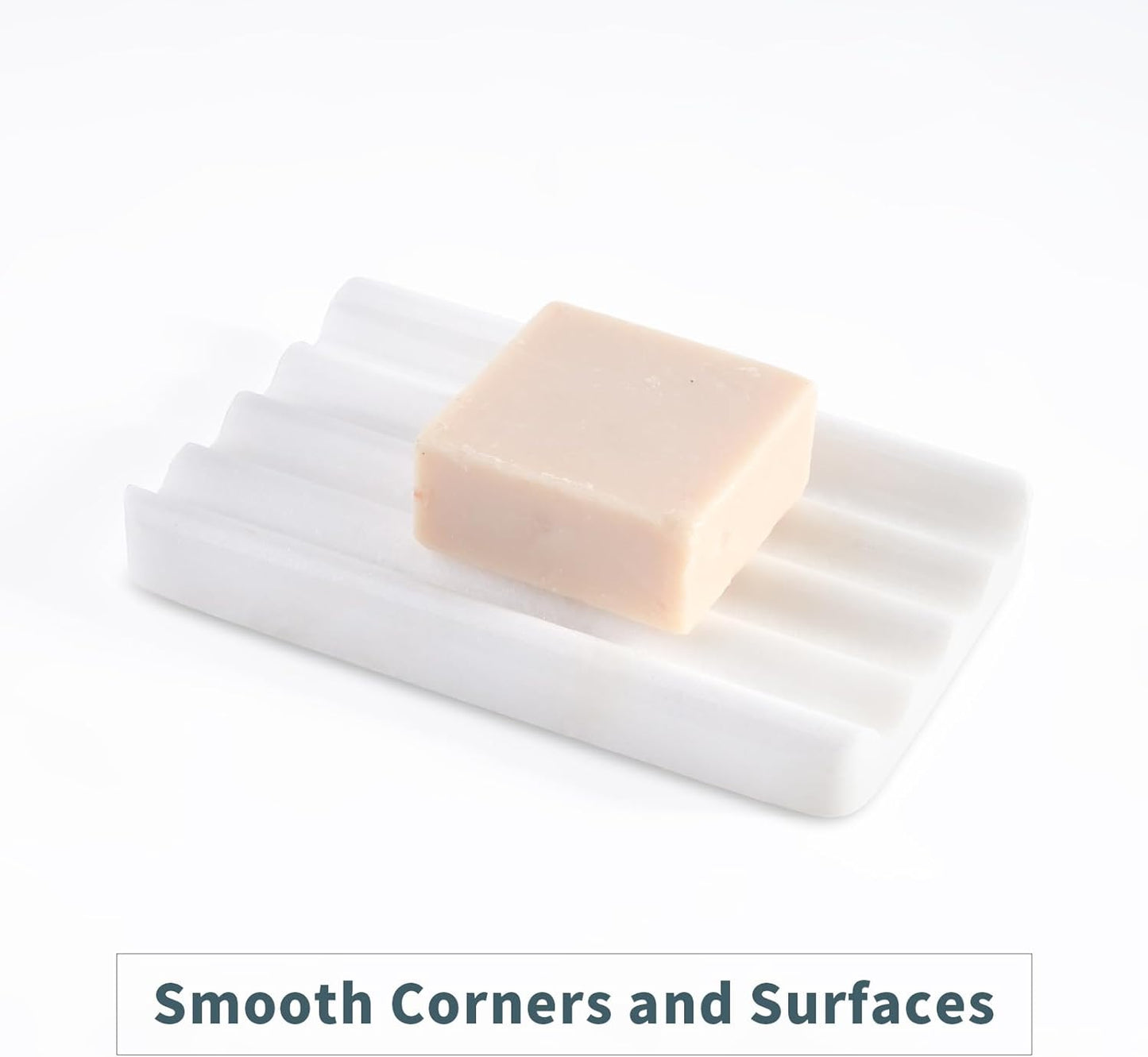 Soap Dish, Marble Soap Holder for Shower, Bar Soap Holder with Water Ripple Design, Easy Cleaning Soap Saver for Kitchen Sink，Bathroom, Executive African Natural Stone Soap Tray(Namib Bianco)