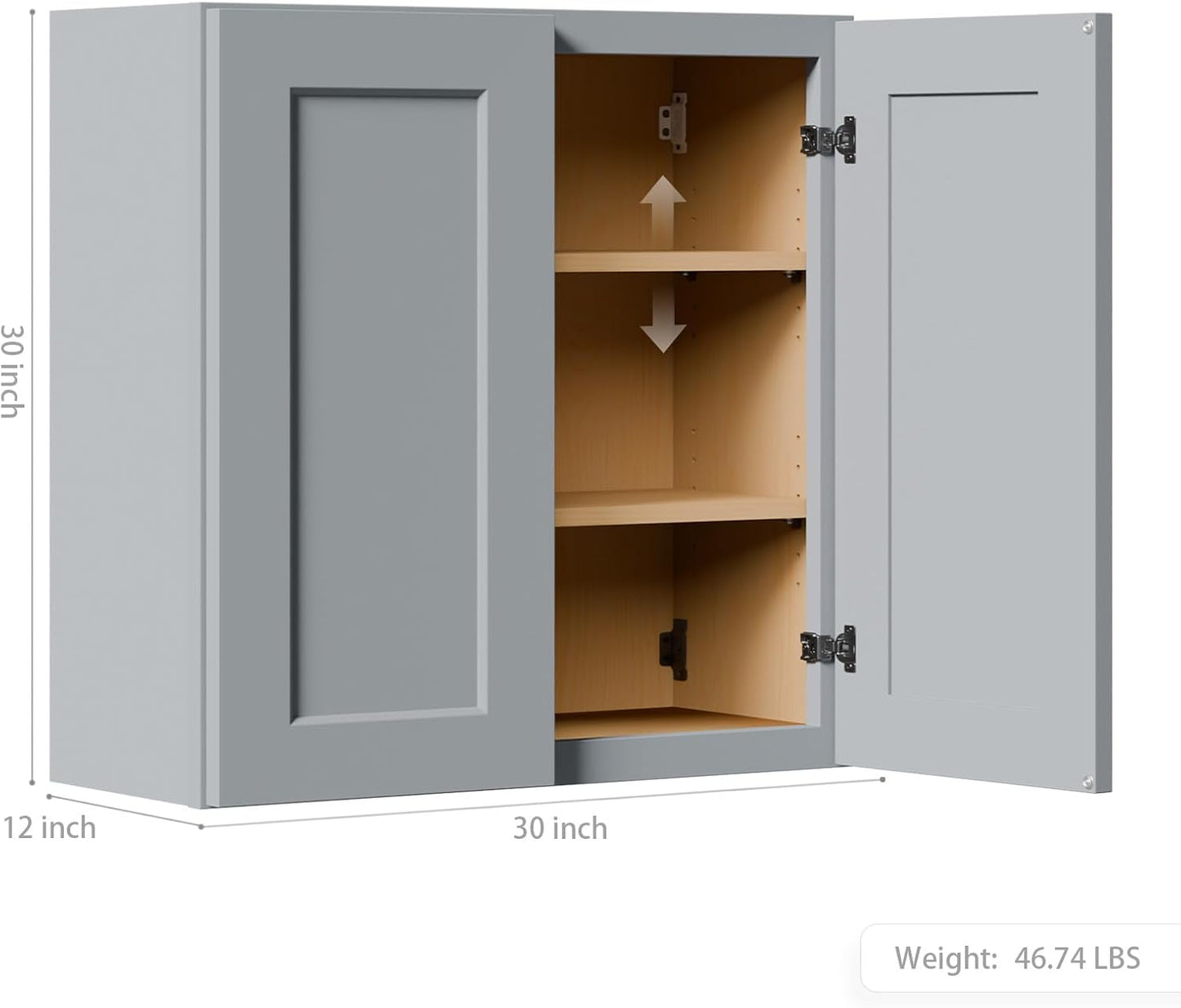 30 Inch Laundry Room Cabinets Wall Mounted, Solid Wood Over The Toilet Storage Cabinet, Bathroom Organizer Cabinets with 2 Door & Shelves, Easy to Assemble for Kitchen, Garage - Dark Gray