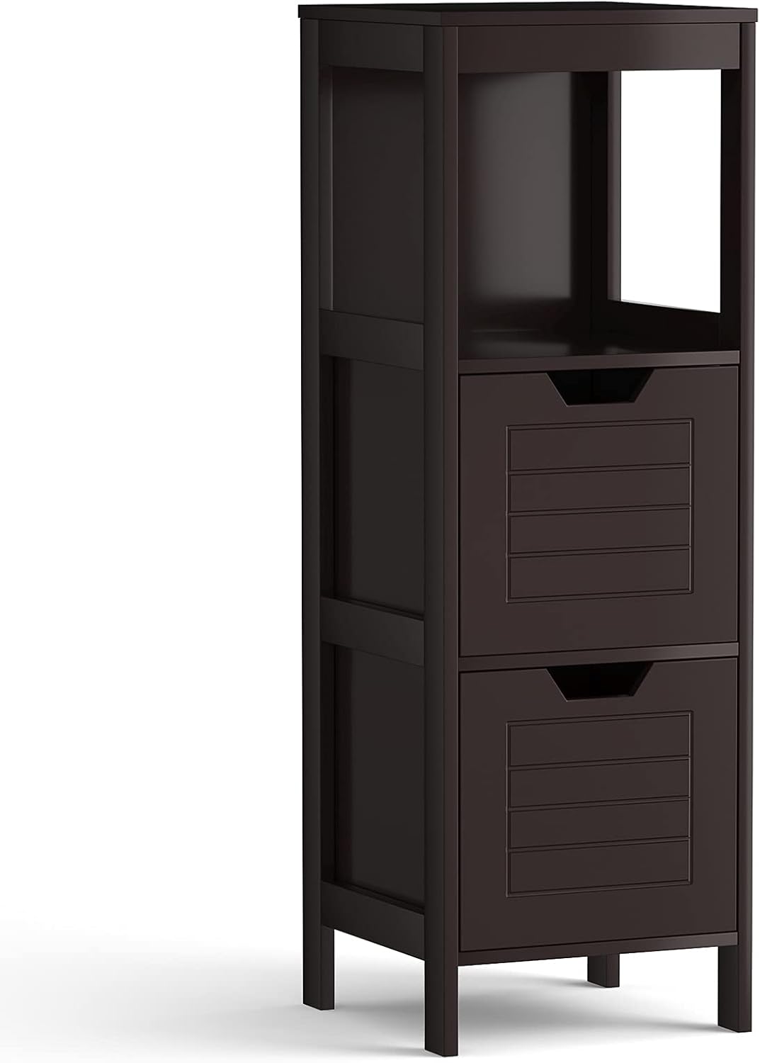 Tangkula Bathroom Floor Cabinet, Narrow Wood Storage Cabinet w/2 Switchable Drawers, Multifunctional Side Cabinet for Bathroom, Freestanding Small Cabinet for Small Spaces, 12 x 12 35 Inch (Espresso)