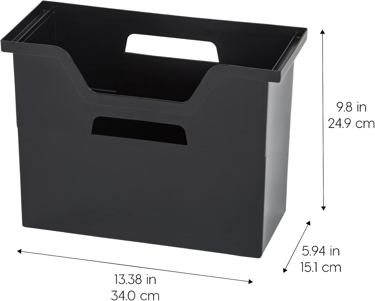 IRIS USA Medium Portable Desktop File Box with Open Lid, 6 Pack, Side Handles, Tabs & Inserts, Hanging File Folders, Letter-Size File Magazine Newspaper Mail Document Notebook, Black