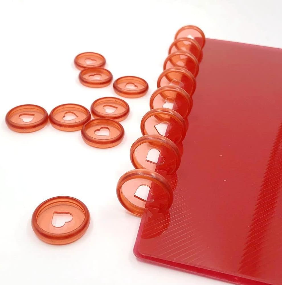 100pcs Planner Expander Discs 1.26Inch Book Binding Disc For Discbound Notebook Accessories Heart Binder Rings(Transparent Red,1.26 inch/32 mm)