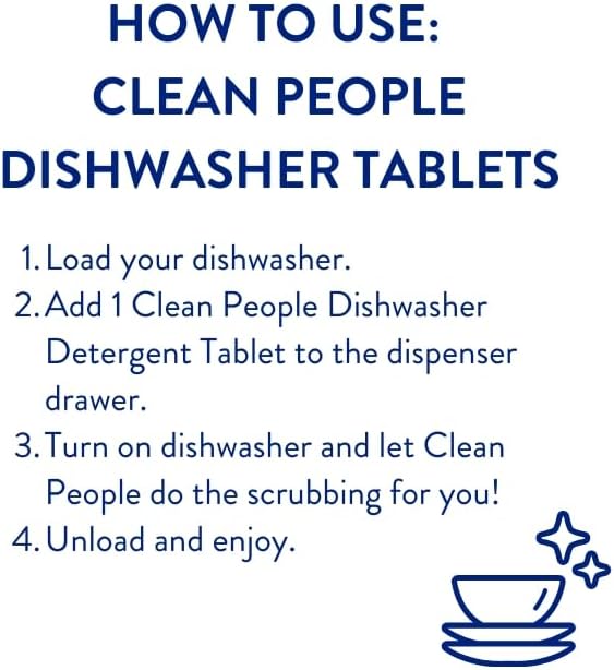The Clean People Dishwasher Tablets - Cuts Grease & Rinses Sparkling Clean - Residue-Free - Phosphate Free Dishwashing Tablets (120 Count, Lemon Verbena)