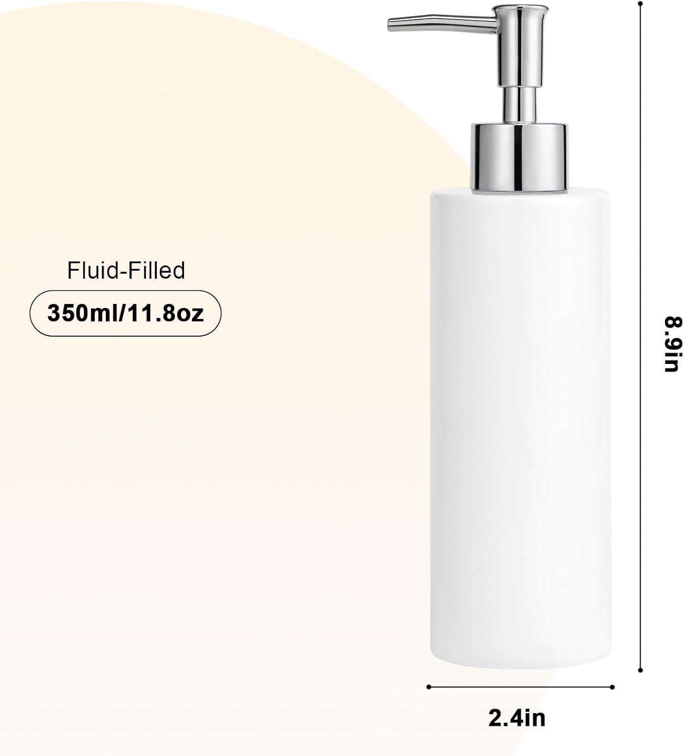 Ceramic Soap Dispenser 11.8oz Liquid Ceramic Soap Pump Dispenser for Bathroom, Refillable Dish Soap Dispenser for Kitchen