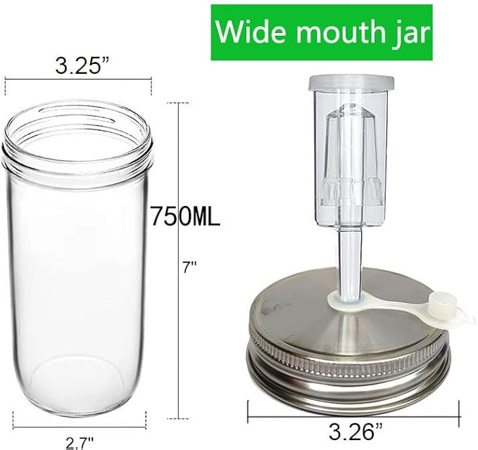 2 set Complete Fermentation Kit，2 Fermenting Mason Jars ，2 Fermentation Weights & 2 Fermenting Lids for Sauerkraut, Vegetables, and Other Fermented Food(0.73 Liter)