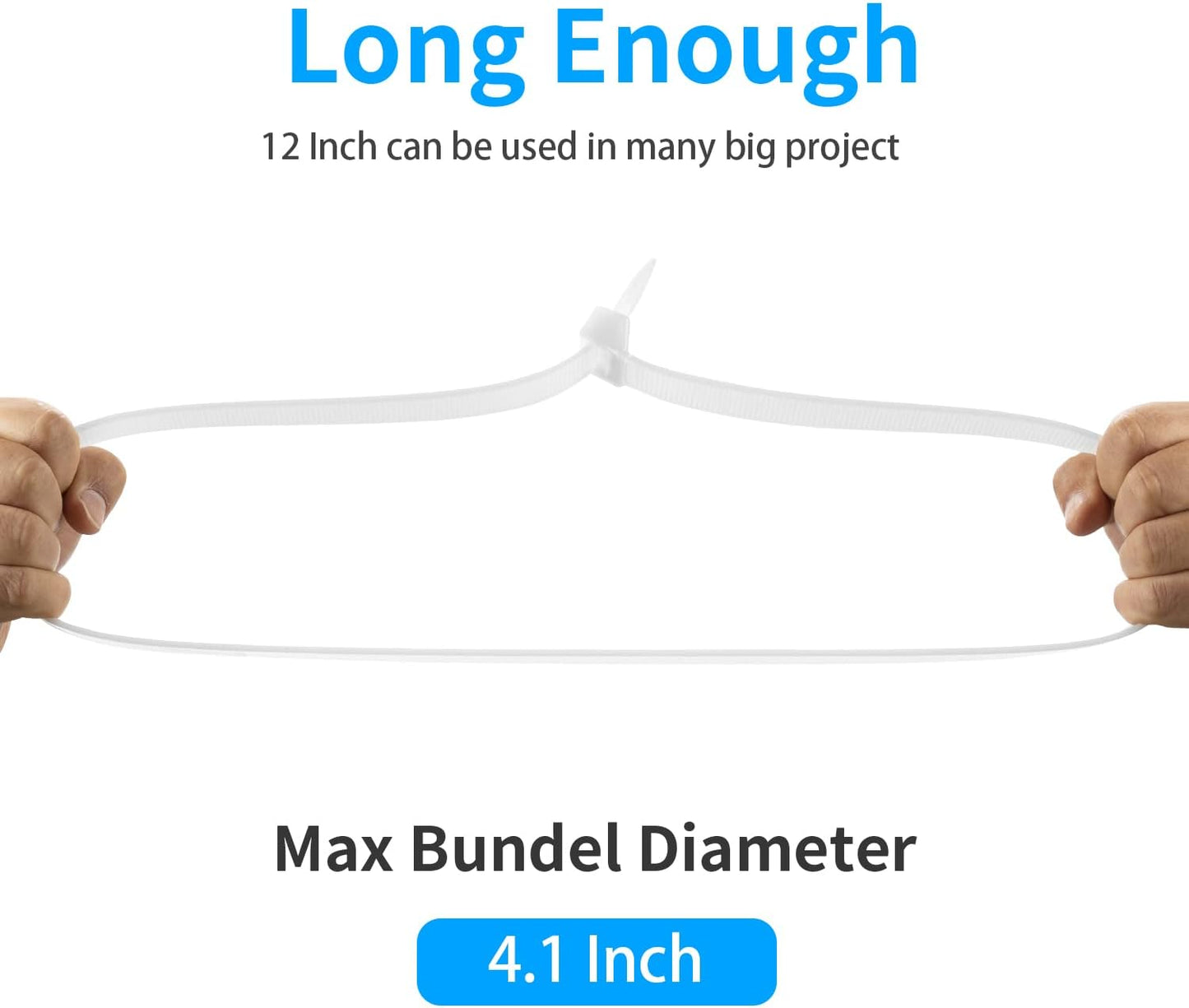 12 inch White Zip Ties Heavy Duty 80 PCS, 250 LBS Ultra Exclusive Strong Plastic Wire Ties, Large Cable Ties Extra Long Tie Wraps, Indoor and Outdoor UV Resistant